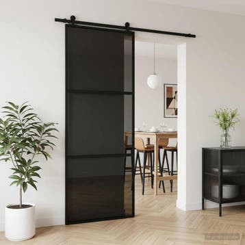 vidaXL Schuifdeur 76 x 205 cm Gehard glas en aluminium, Doe-het-zelf en Bouw, Verzenden, Nieuw
