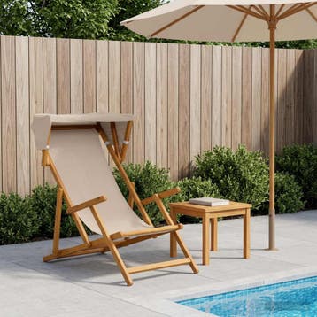 vidaXL Ligstoel 3 Positie massief eucalyptushout Beige, Verzenden