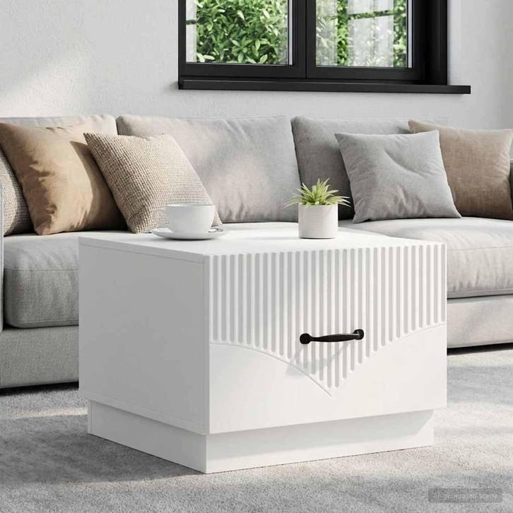 vidaXL Salontafel met lade Wit 49 x 50 x 37 cm Bewerkt hout, Maison & Meubles, Tables | Tables de salon, Envoi