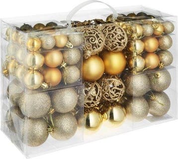 2dekans | tectake - Set van 100 kerstballen goud - 403323, Ophalen of Verzenden, Nieuw
