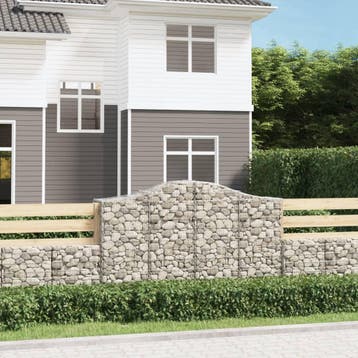 vidaXL Schanskorven 4 st gewelfd 200x50x120/140 cm ijzer, Verzenden, Nieuw