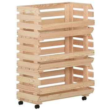 vidaXL Groentetrolley 57x30x80 cm massief grenenhout, Verzenden, Nieuw