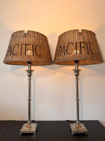 Rivièra Maison - Tafellamp - Chroom, Rattan - Set Pacific