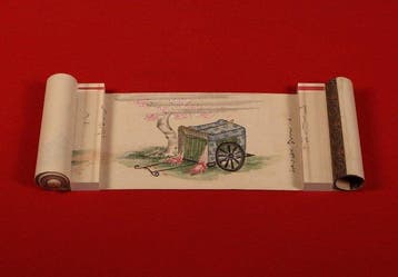 Zeer fraaie handscroll met haiku-teksten, gesigneerd –