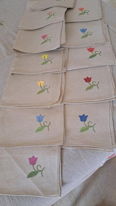 Nappe (13) - 260 cm - 240 cm - nappe en lin, Antiquités & Art, Tapis & Textile