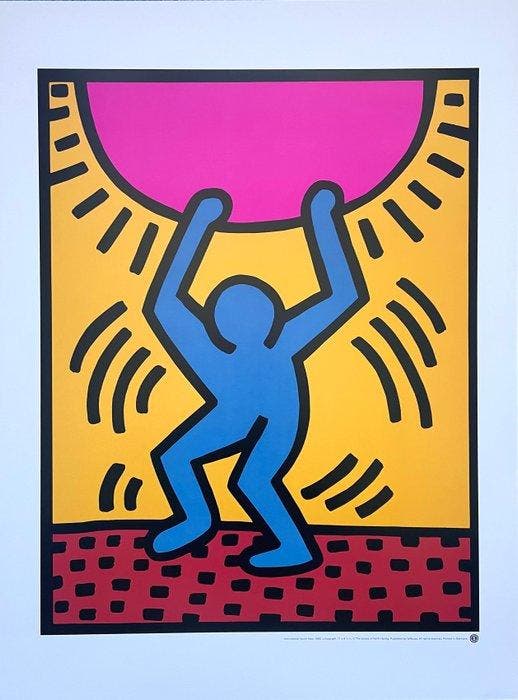 Keith Haring - International Youth Year - Offset lithography, Antiquités & Art, Art | Dessins & Photographie