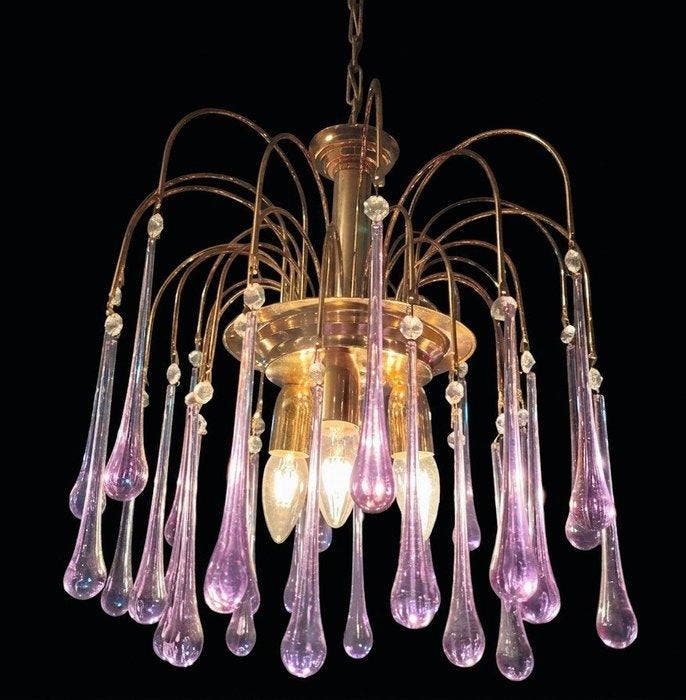 Lustre - Laiton, Verre, Antiquités & Art, Art | Objets design