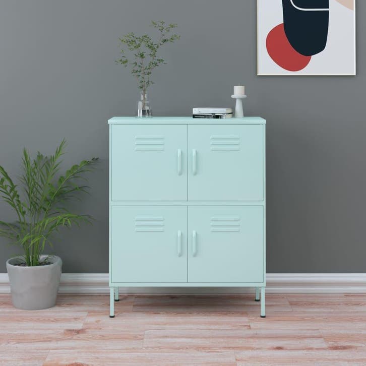 vidaXL Opbergkast 80x35x101,5 cm staal mint, Huis en Inrichting, Kasten | Overige, Nieuw, Verzenden