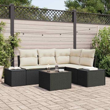 vidaXL Tuinbank Set met opslag Bruin en Crème poly rattan, Verzenden