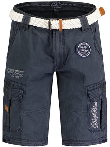Geographical Norway Heren Bermuda Met Riem Paillette Blauw, Verzenden