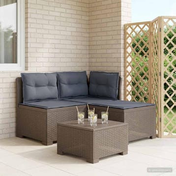vidaXL 3-Zits Tu bank met Kussens Rattan Look 3-zits PP, Verzenden, Nieuw