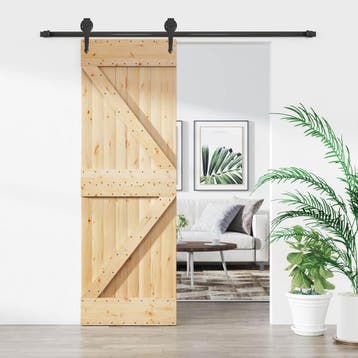 vidaXL Schuifdeur Naturel en Zwart 70 x 210 cm Massief Pine, Verzenden