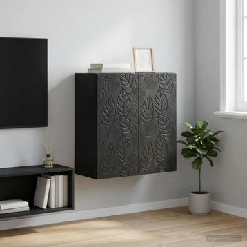 vidaXL Wandkast 59 x 31 x 60 cm Bewerkt hout Zwart, Maison & Meubles, Verzenden