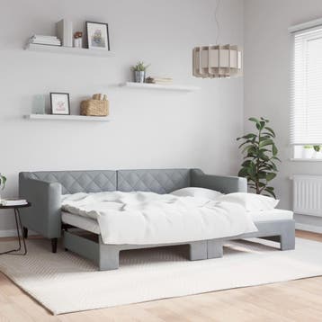 vidaXL Slaapbank met onderschuifbed 90x190 cm stof, Verzenden
