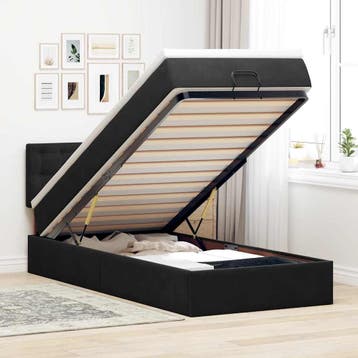 vidaXL Bed poef met matras en LEDs 80x200 cm fluweel zwart, Verzenden, Nieuw