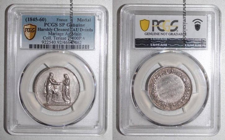 France Hochzeitsmedaille 1845 1860 Terisse Kollektion Pcg..., Timbres & Monnaies, Pièces & Médailles, Envoi