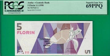 Aruba. - 5 florin 1/1/1990 - Pick 6 (Zonder minimumprijs)