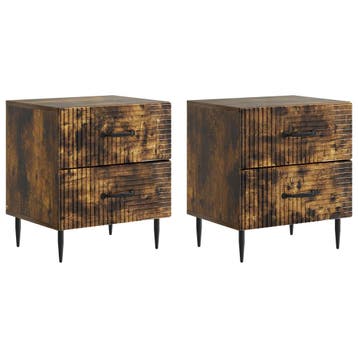 vidaXL Nachtkastje met lade 2 pcs Gerookt eiken 43 x 34,5 x, Verzenden, Nieuw