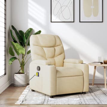 vidaXL Massagestoel met crèmekleurige stof, Verzenden, Nieuw