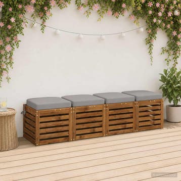vidaXL 4-Piece Zitkussens SOEST 4 st 100% Polyester Grijs, Huis en Inrichting, Verzenden, Nieuw
