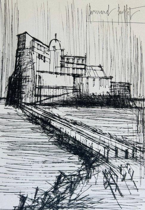Bernard Buffet (1928-1999) - La Citadelle - Pointe-sèche, Antiek en Kunst, Antiek | Overige Antiek