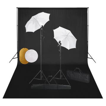 vidaXL Fotostudioset met lampen, paraplus, achtergrond en, Verzenden, Nieuw