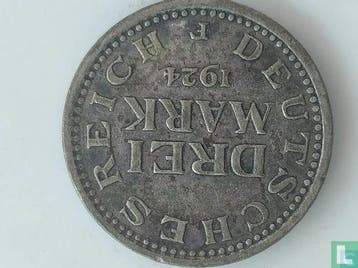 Duitsland - Duitse Rijk 3 mark 1924 (F), Verzenden, Duitsland, Losse munt, Goud