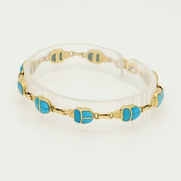 Armband - 18 karaat Geel goud - Turkoois, Nieuw