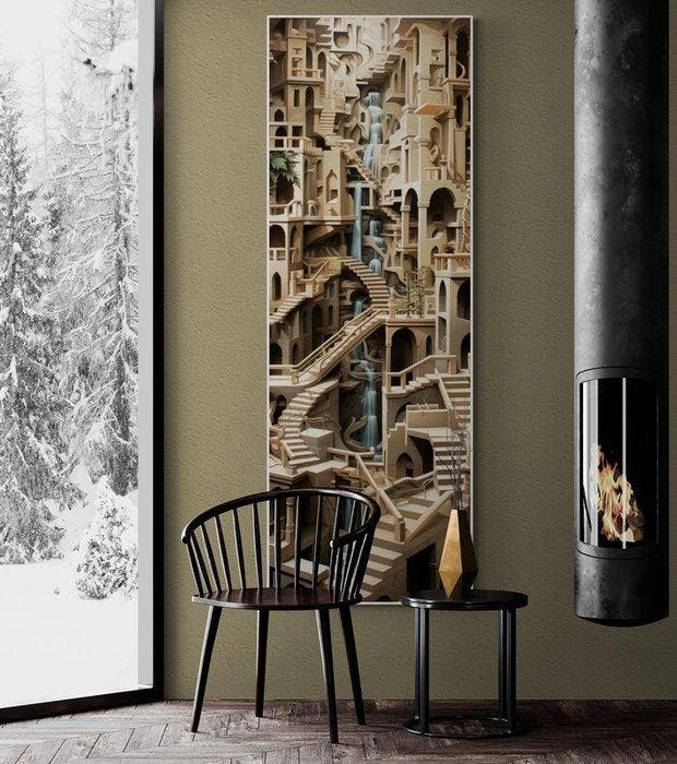 I_KONIQ - ESCHER STAIRS STYLE XXL 50 x 150 cm, Antiek en Kunst, Kunst | Designobjecten