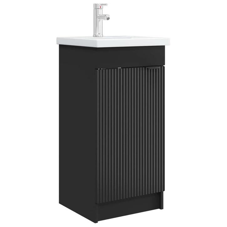 vidaXL Badkamer Vanity met Wastafel Zwart 42 x 40 x 84,5 cm, Huis en Inrichting, Tafels | Kaptafels, Nieuw, Verzenden
