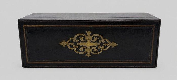 Kist - Hout, Messing - Napoleon III - inlegwerk, Antiek en Kunst, Antiek | Overige Antiek