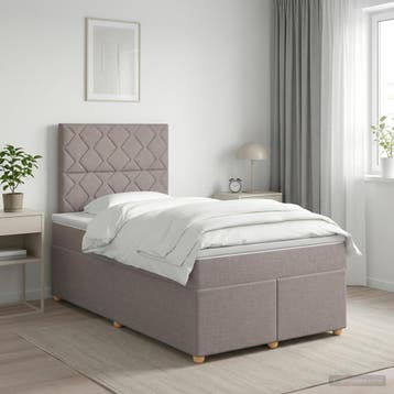 vidaXL Boxspringbed met matras met hoofdeinde Taupe 120 x, Verzenden