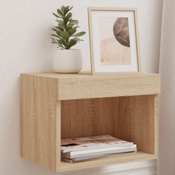 vidaXL Nachtkastje met LEDs wandgemonteerd sonoma, Verzenden, Nieuw