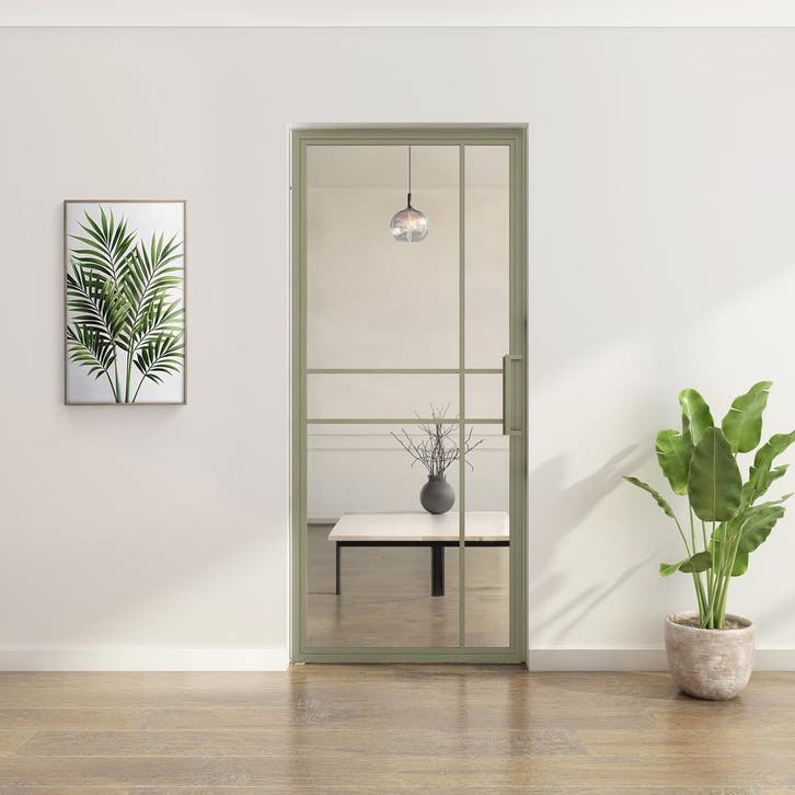OUTLET: Stalen Taatsdeur Olijfgroen 6 Vlaks Moderne look Lux, Doe-het-zelf en Bouw, Deuren en Vliegenramen, Nieuw, Metaal, Overige typen