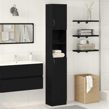 vidaXL Badkamerkast 32x25,5x190 cm spaanplaat zwart, Verzenden