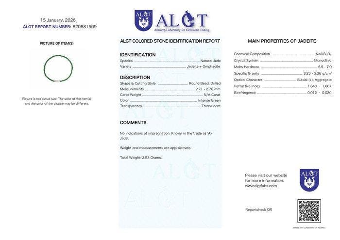 ALGT Gecertificeerd - Exclusieve Natuurlijke Jadeiet Armband, Verzamelen, Mineralen en Fossielen
