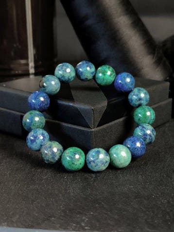 Kostbaar armband met malachiet en azuriet - Groen- en, Verzamelen