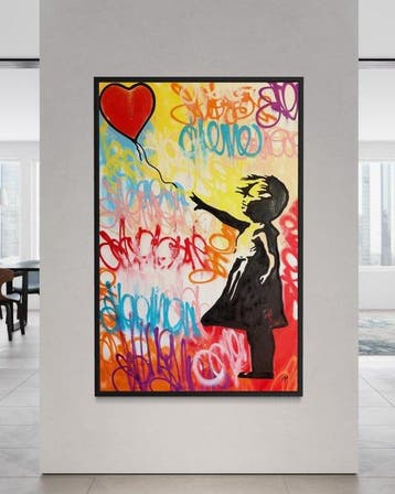 Gunnar Zyl - Girl With Balloon / Banksy & Zyl XXL, Antiek en Kunst, Kunst | Schilderijen | Modern