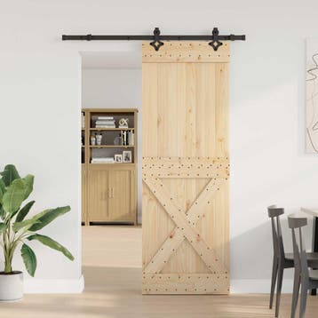 vidaXL Schuifdeur NARVIK Naturel en Zwart 80 x 210 cm (152,5, Verzenden, Nieuw