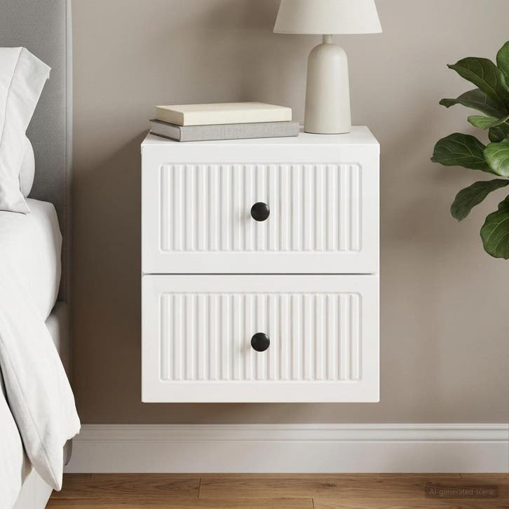 vidaXL Muurbevestigde Nachttafel Hoogglans Wit 33 x 34,5 x, Huis en Inrichting, Slaapkamer | Nachtkastjes, Nieuw, Verzenden