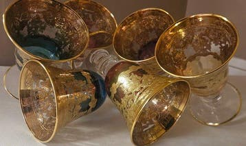 ISMIE LUX - Drinkservies (6) - alle vol goud onvergelijkbare, Antiek en Kunst