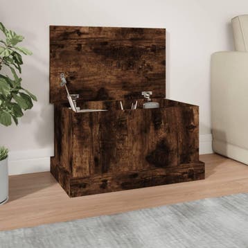 vidaXL Opbergbox 50x30x28 cm bewerkt hout gerookt, Verzenden, Nieuw