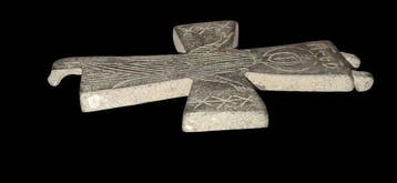 Byzantijns Brons, -Indrukwekkend kruis met het beeld van