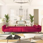vidaXL Slaapbank 2-zits met 2 kussens fluweel wijnrood, Verzenden, Nieuw