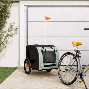 vidaXL Hondenfietstrailer oxfordstof en ijzer grijs en zwart, Verzenden, Nieuw