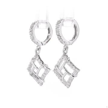 Huggie oorbellen - 14 karaat Witgoud - 0.46ct. tw. Diamant