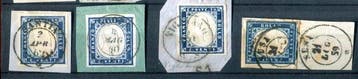 Anciens états italiens - Sardaigne - 13 fragments affranchis