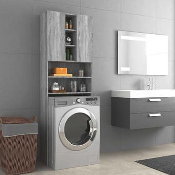 vidaXL Wasmachinekast 64x25,5x190 cm grijs sonoma, Verzenden, Nieuw