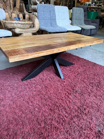 Salontafel mangohout + metalen onderstel (nieuw, A-keuze), Nieuw