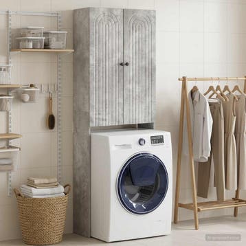 vidaXL Toiletkast ALKMAAR Betongrijs 66 x 25,5 x 190 cm, Huis en Inrichting, Verzenden, Nieuw
